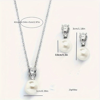 Pearl pendant necklace and earring set