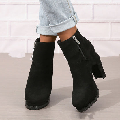 Women's High Heels Leather Boots