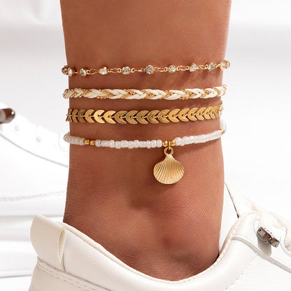 Set of 4 Unisex Bohemian Anklets