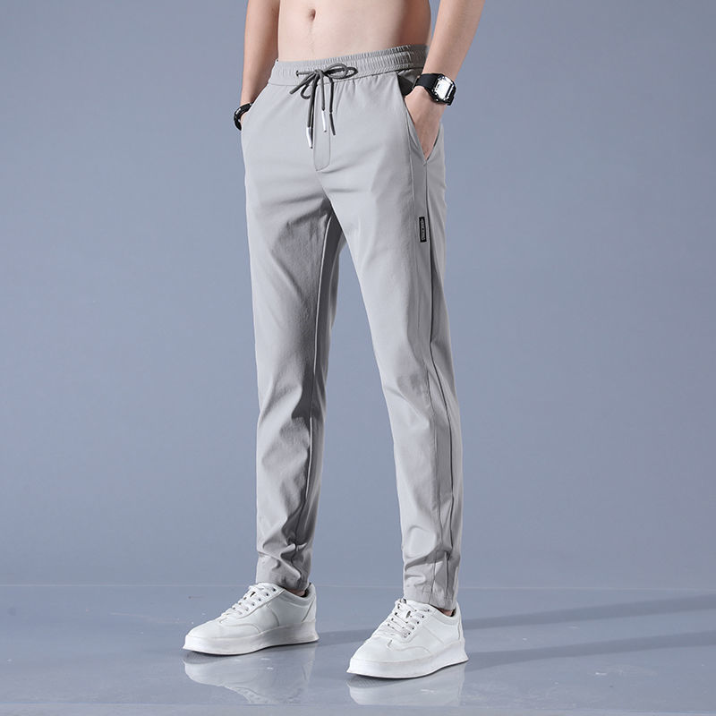 Men's casual silk straight pants