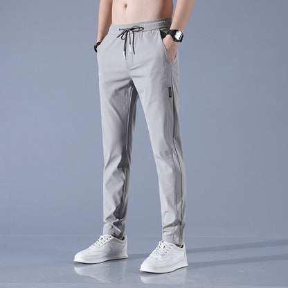 Men's casual silk straight pants