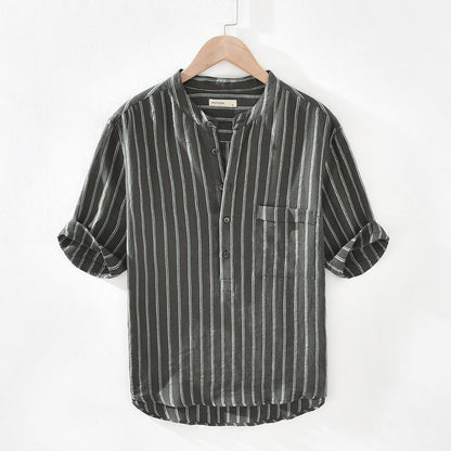 Men's Stand Collar Pullover Shirt