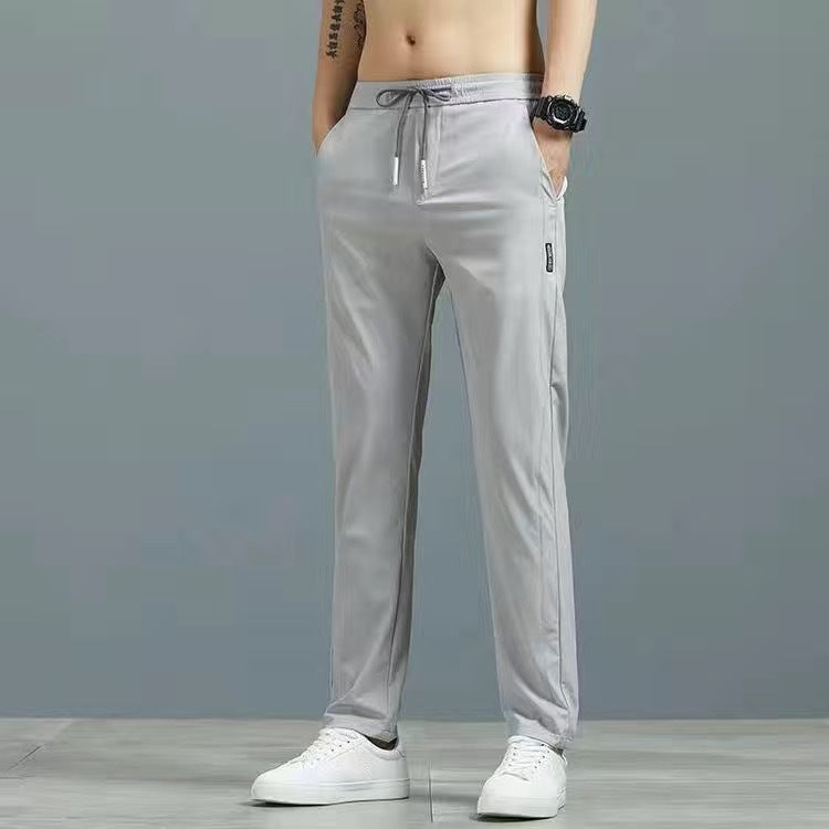 Men's casual silk straight pants