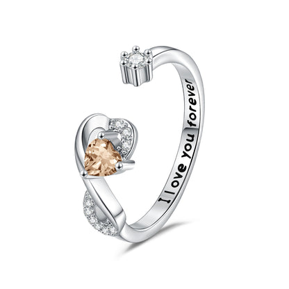 Women's Heart-Shaped Birthstone Ring