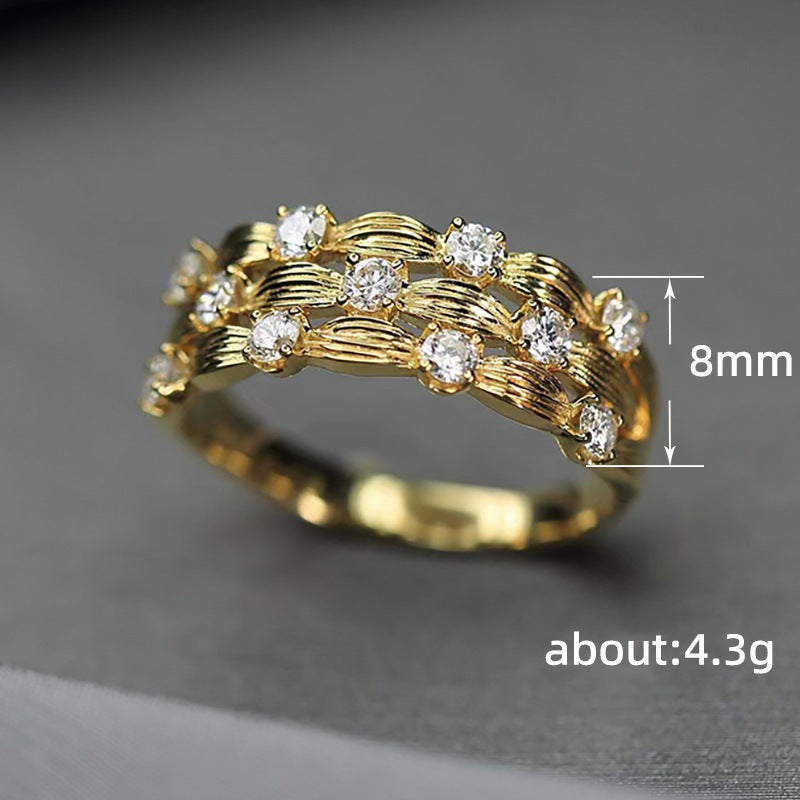 Women's Retro Starry Leaf Ring