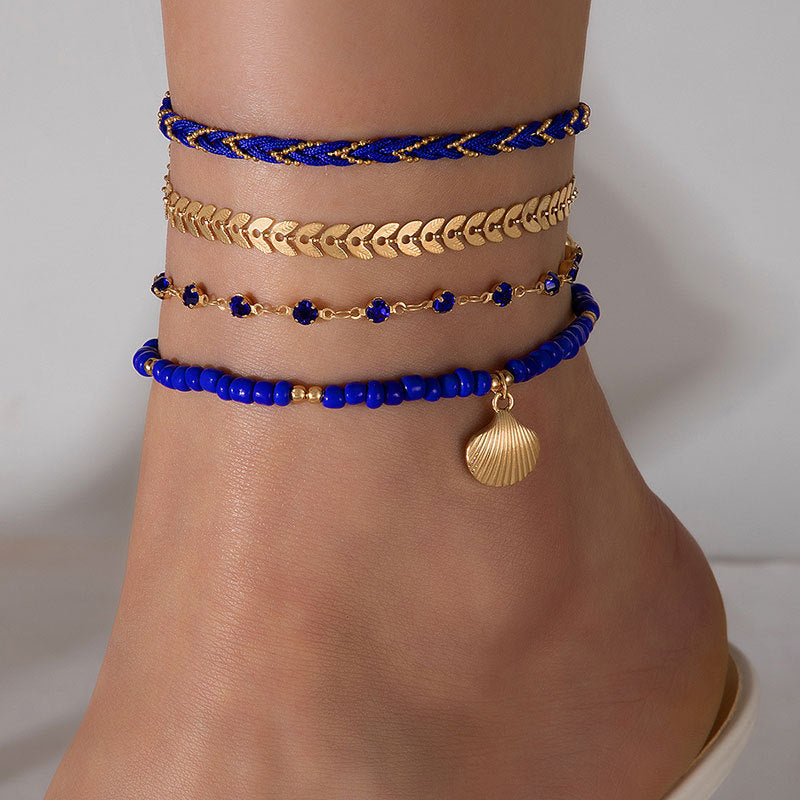 Set of 4 Unisex Bohemian Anklets