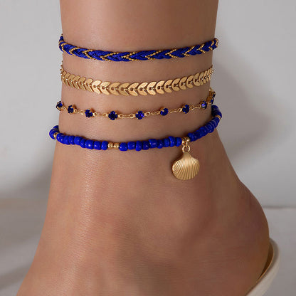 Set of 4 Unisex Bohemian Anklets