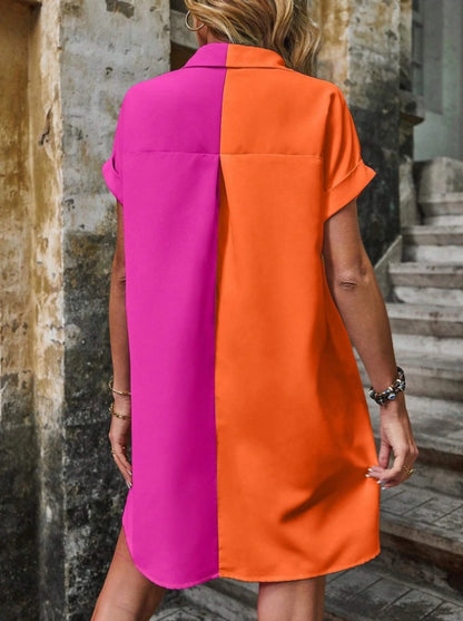 Women´s Two Tone Batwing Sleeve Shirt Dress