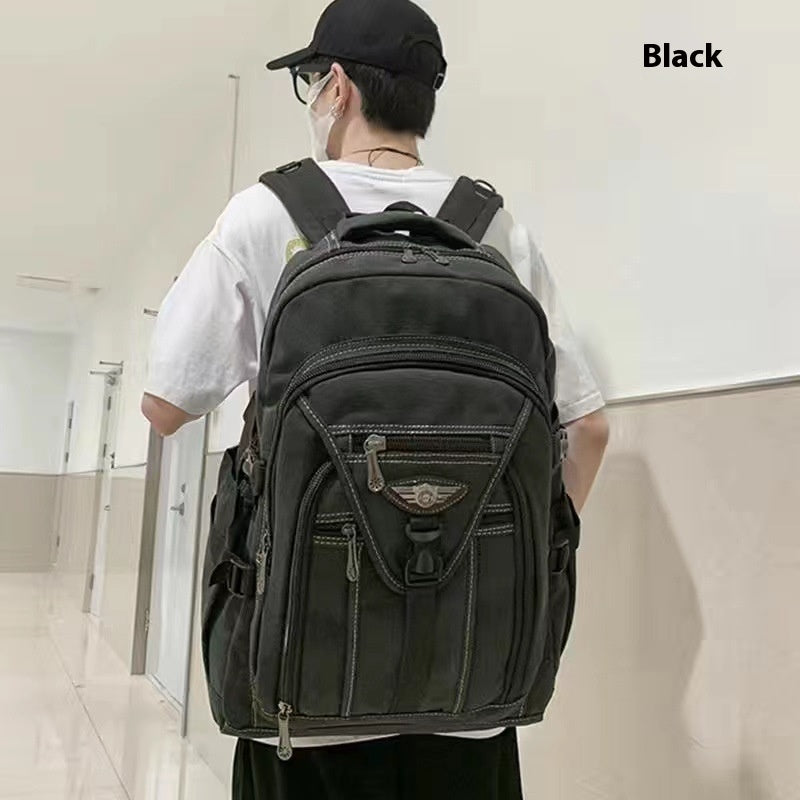 Men's Thick Canvas Backpack Wear-resistant And Durable