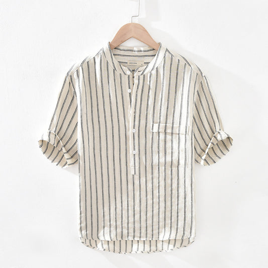 Men's Stand Collar Pullover Shirt