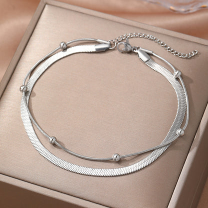 Simple Double Layer Snake Bone Anklet