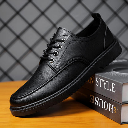 Men's British Black Leather Casual Shoes