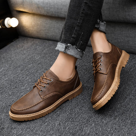 Men's British Black Leather Casual Shoes