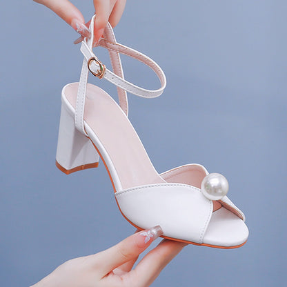 Chunky heel open toe shoes
