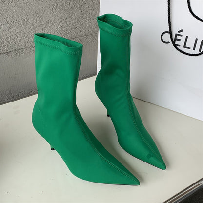 Women´s Mid-calf Heel Elastic Booties
