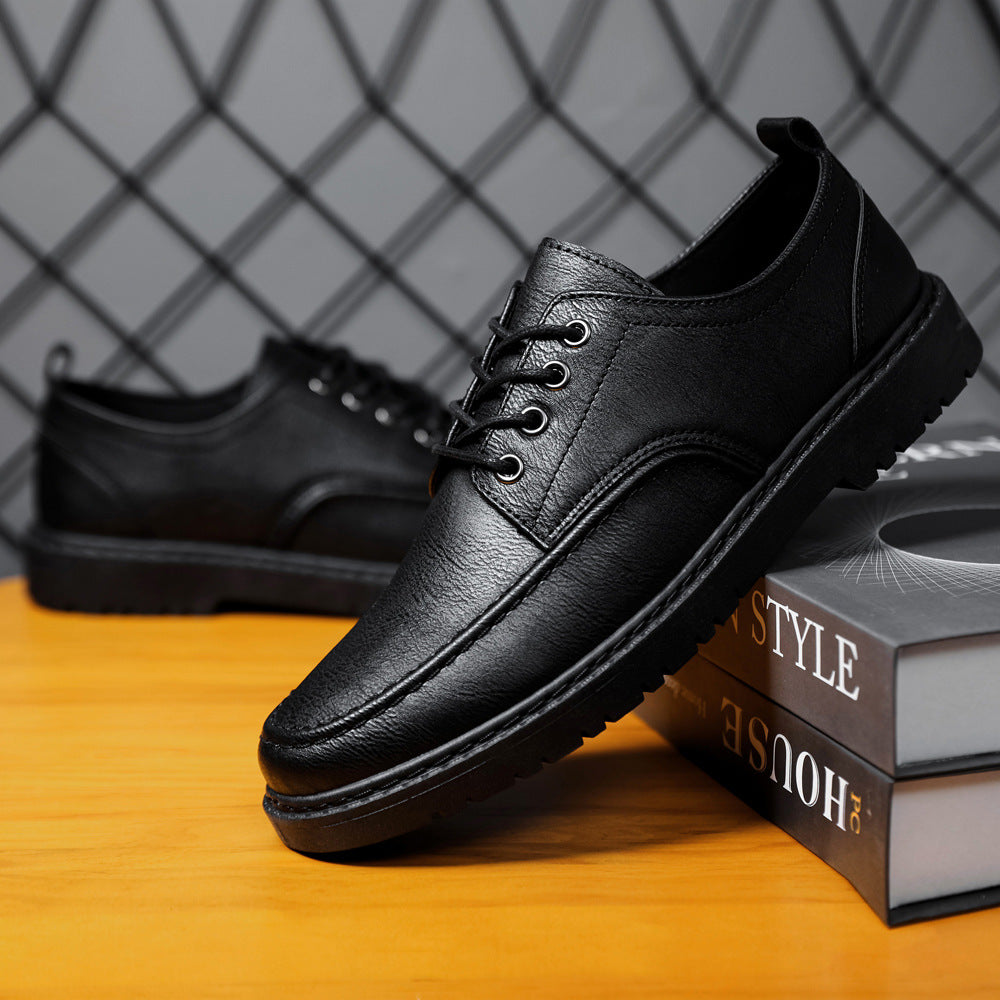 Men's British Black Leather Casual Shoes