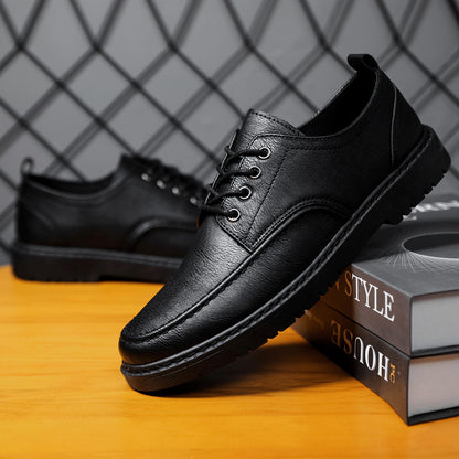 Men's British Black Leather Casual Shoes