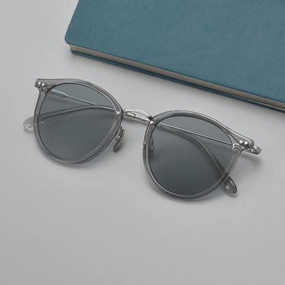 Transparent Handmade Medium Gold Pure Titanium Polarized Sunglasses