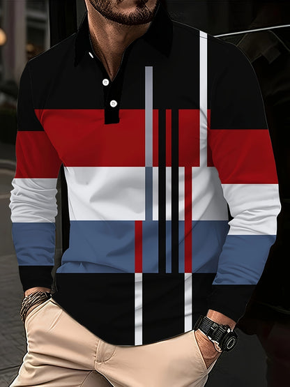 Men's long-sleeved polo shirt