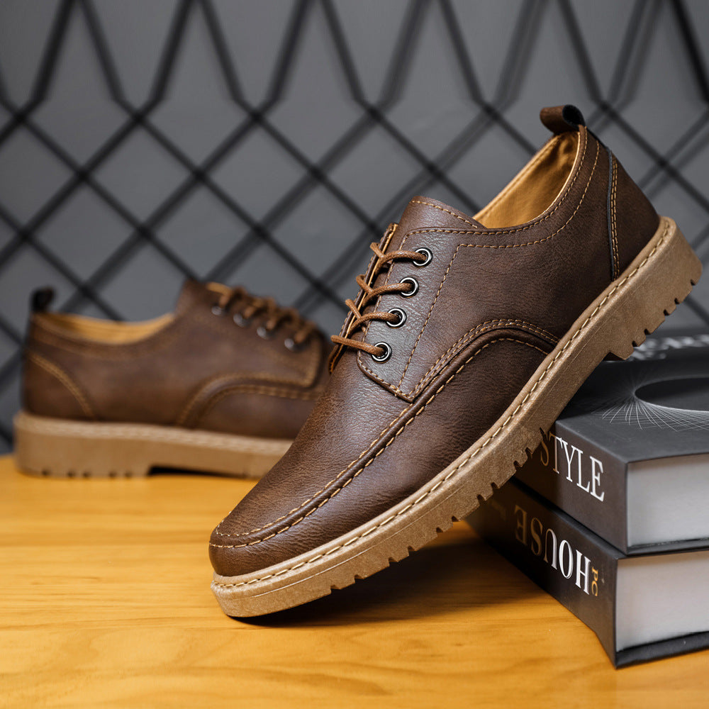 Men's British Black Leather Casual Shoes