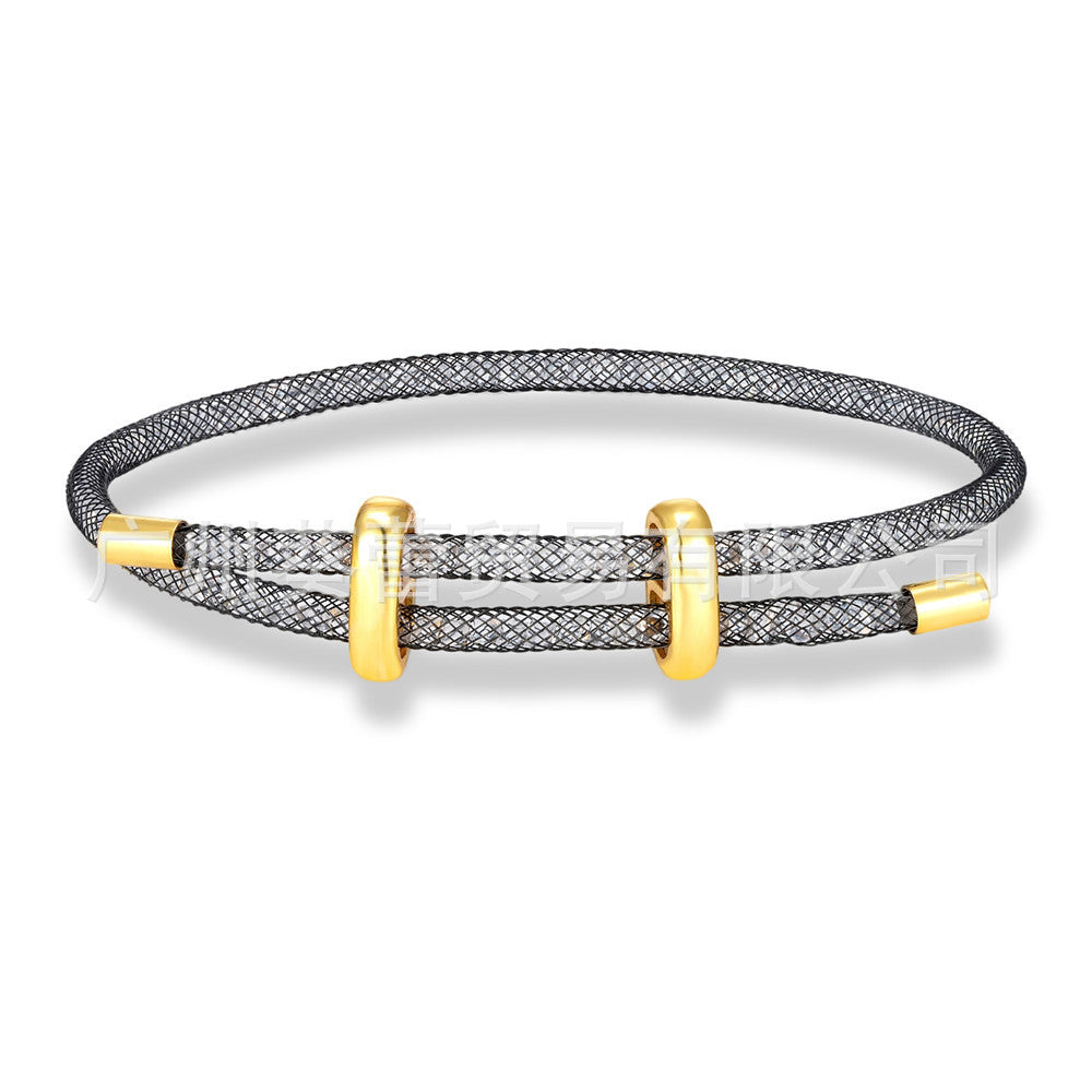 Star bracelet with rhinestone net