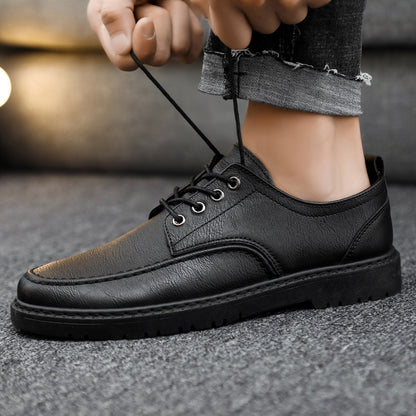 Men's British Black Leather Casual Shoes