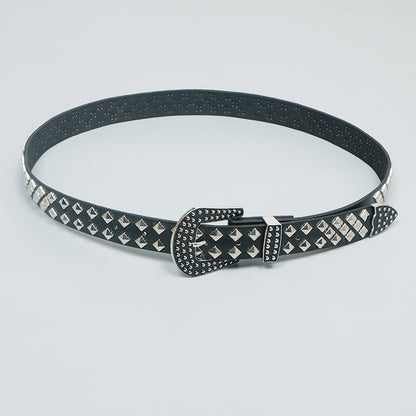 Low Waist Belt Square Bead Rivet PU Bullet Belt