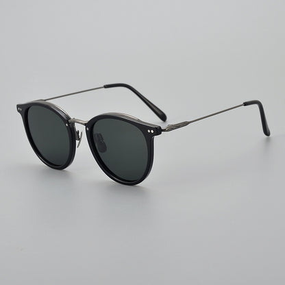 Transparent Handmade Medium Gold Pure Titanium Polarized Sunglasses