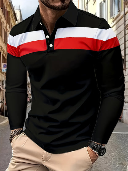 Men's long-sleeved polo shirt
