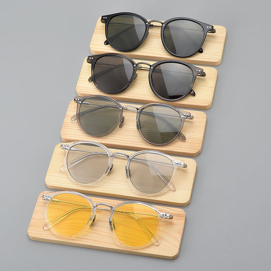 Transparent Handmade Medium Gold Pure Titanium Polarized Sunglasses