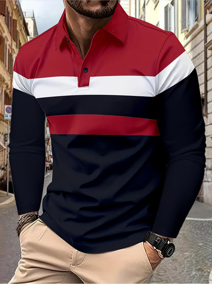 Men's long-sleeved polo shirt