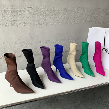 Women´s Mid-calf Heel Elastic Booties