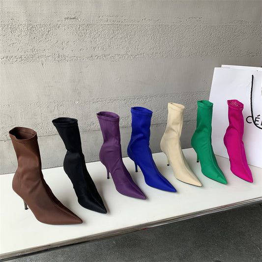 Women´s Mid-calf Heel Elastic Booties