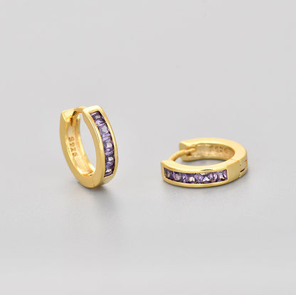 Simple circular zirconia earrings