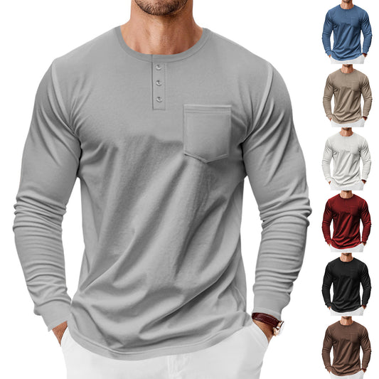 Men's Henley T-Shirt Long Sleeve