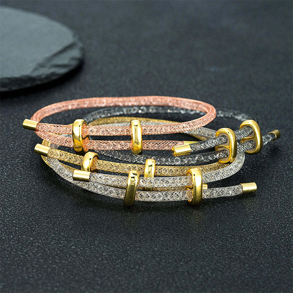 Star bracelet with rhinestone net