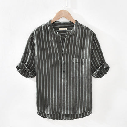 Men's Stand Collar Pullover Shirt