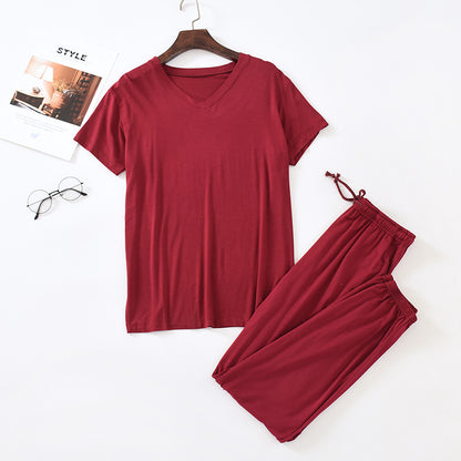 Men's Silk Short Sleeved Pants Set