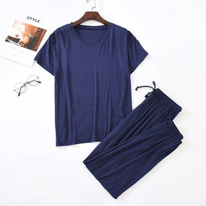 Men's Silk Short Sleeved Pants Set