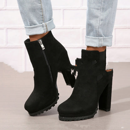 Women's High Heels Leather Boots