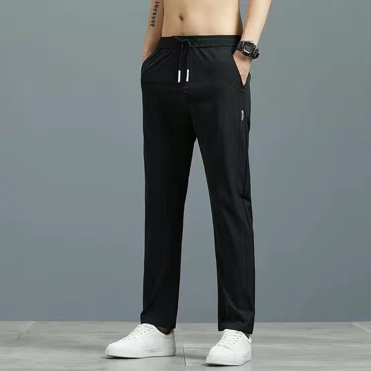 Men's casual silk straight pants