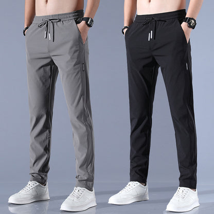 Men's casual silk straight pants