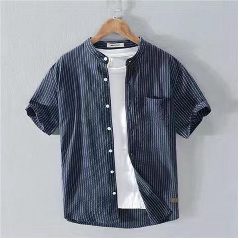 Men's Stand Collar Pullover Shirt