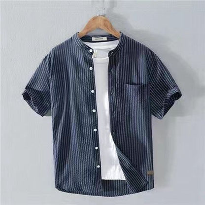 Men's Stand Collar Pullover Shirt