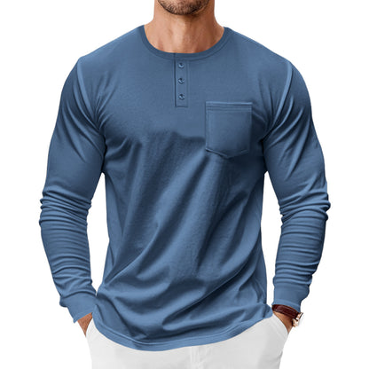 Men's Henley T-Shirt Long Sleeve