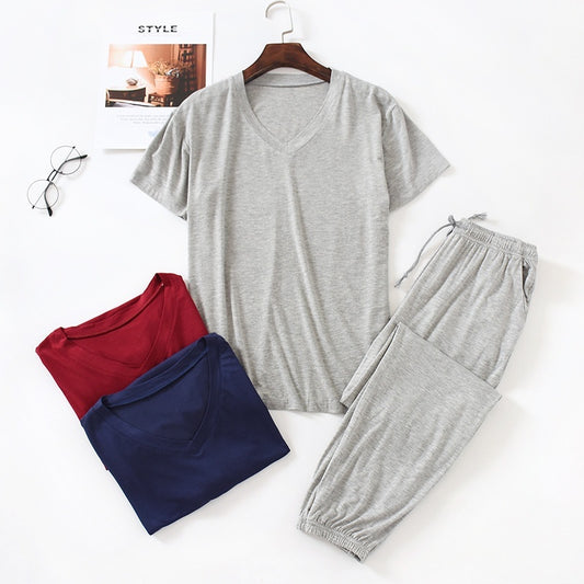 Men's Silk Short Sleeved Pants Set